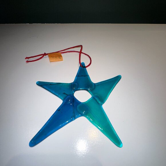 #5102 STAR MULTI COLOR 5 POINT ORNEMENT CIRCULAR FUSED SUN CATCHER  COLLECTABLE - Picture 12 of 13